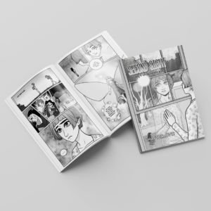 Two copies of chapter one are shown, with one open to show the interior and the other displaying the cover of the book.